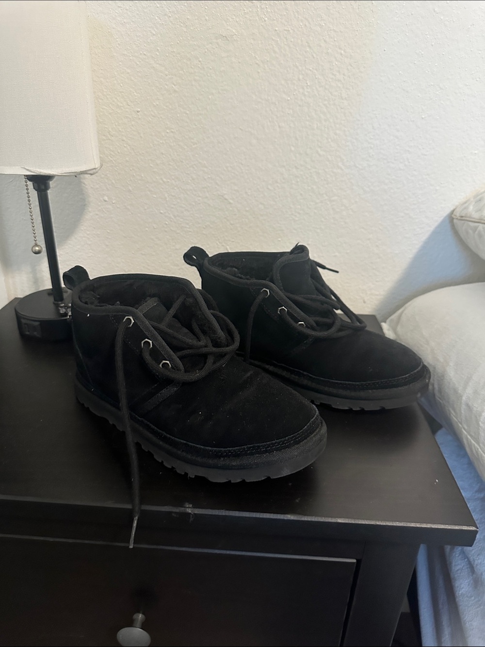 Uggs Black Lace-Up Suede Ankle Shoes